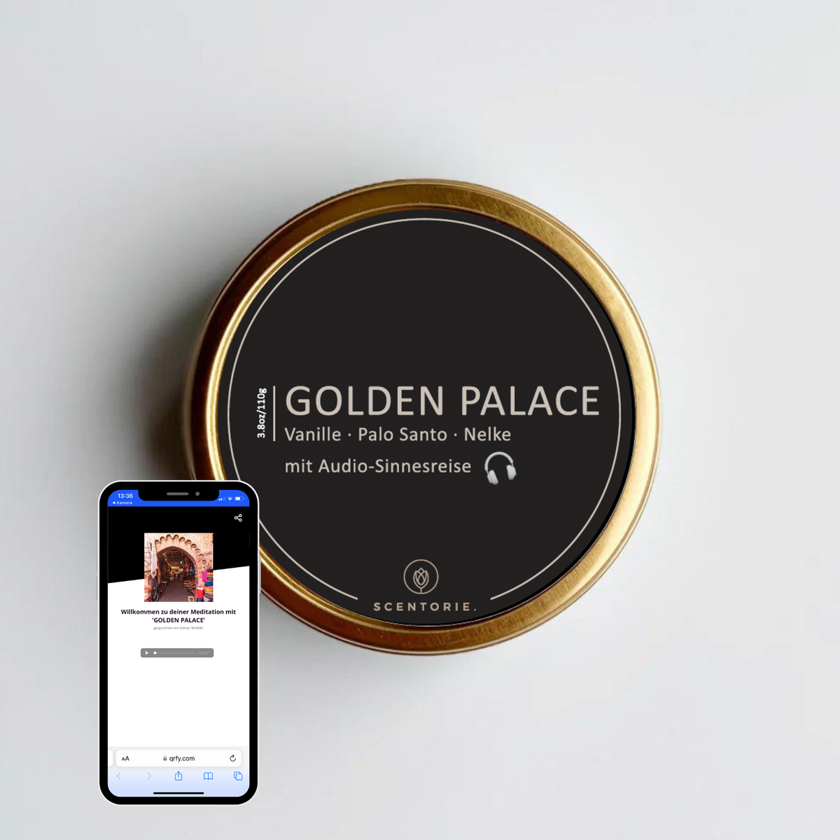 GOLDEN PALACE (110g Duftkerze mit Holzdocht)