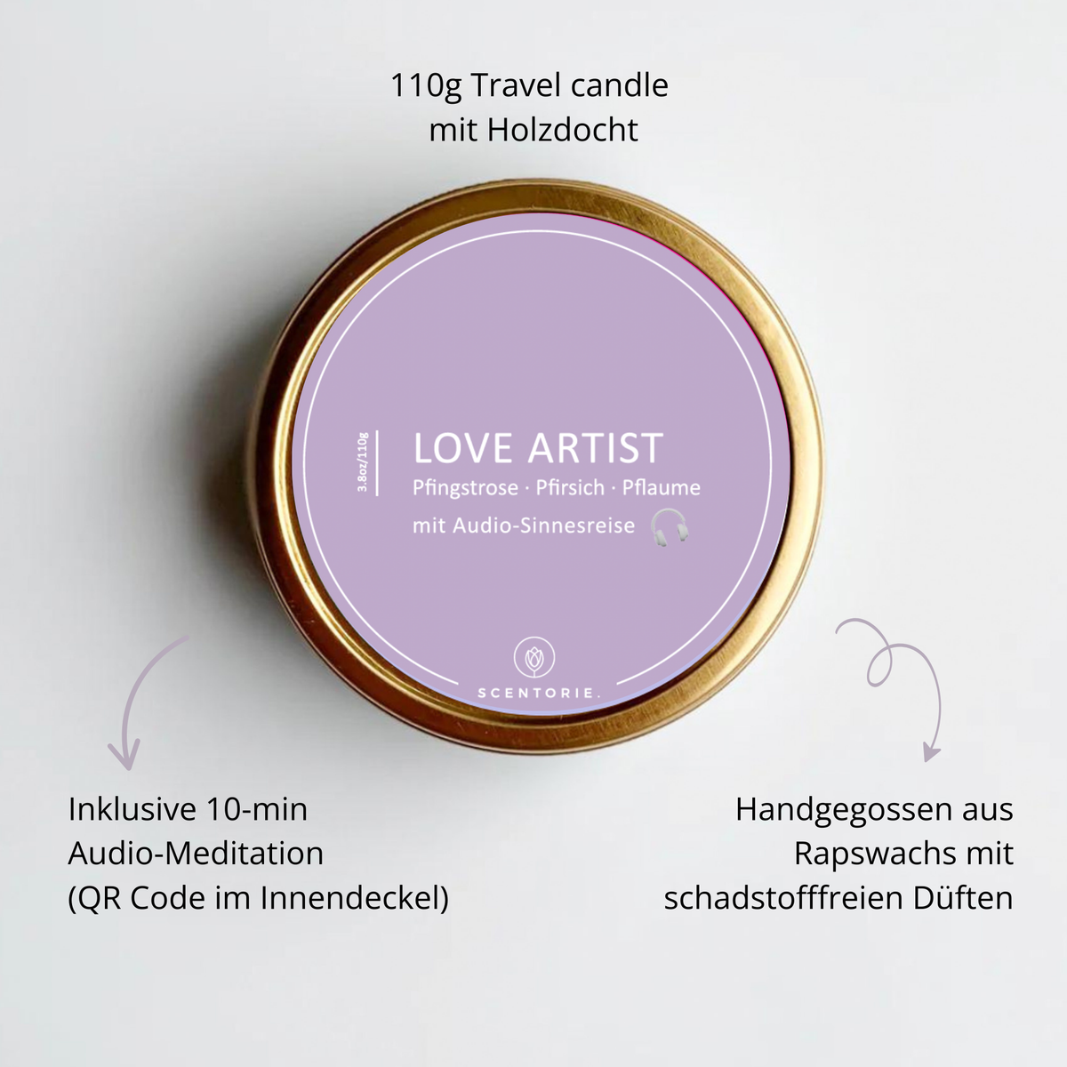 LOVE ARTIST (110g Duftkerze mit Holzdocht)
