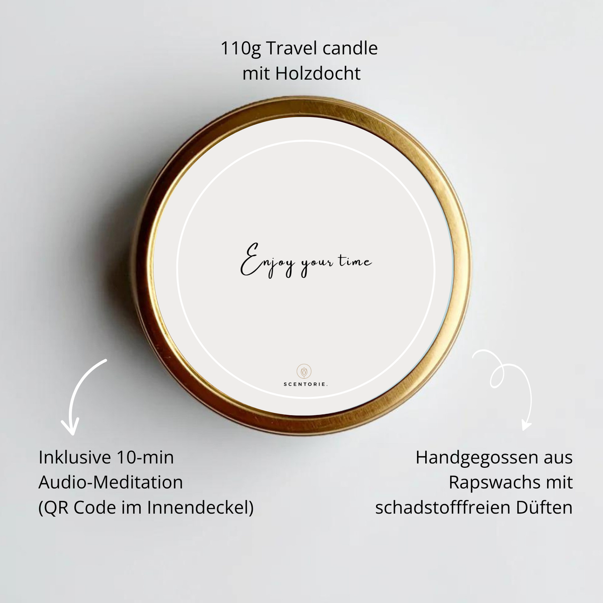ENJOY YOUR TIME (110g Duftkerze mit Holzdocht)