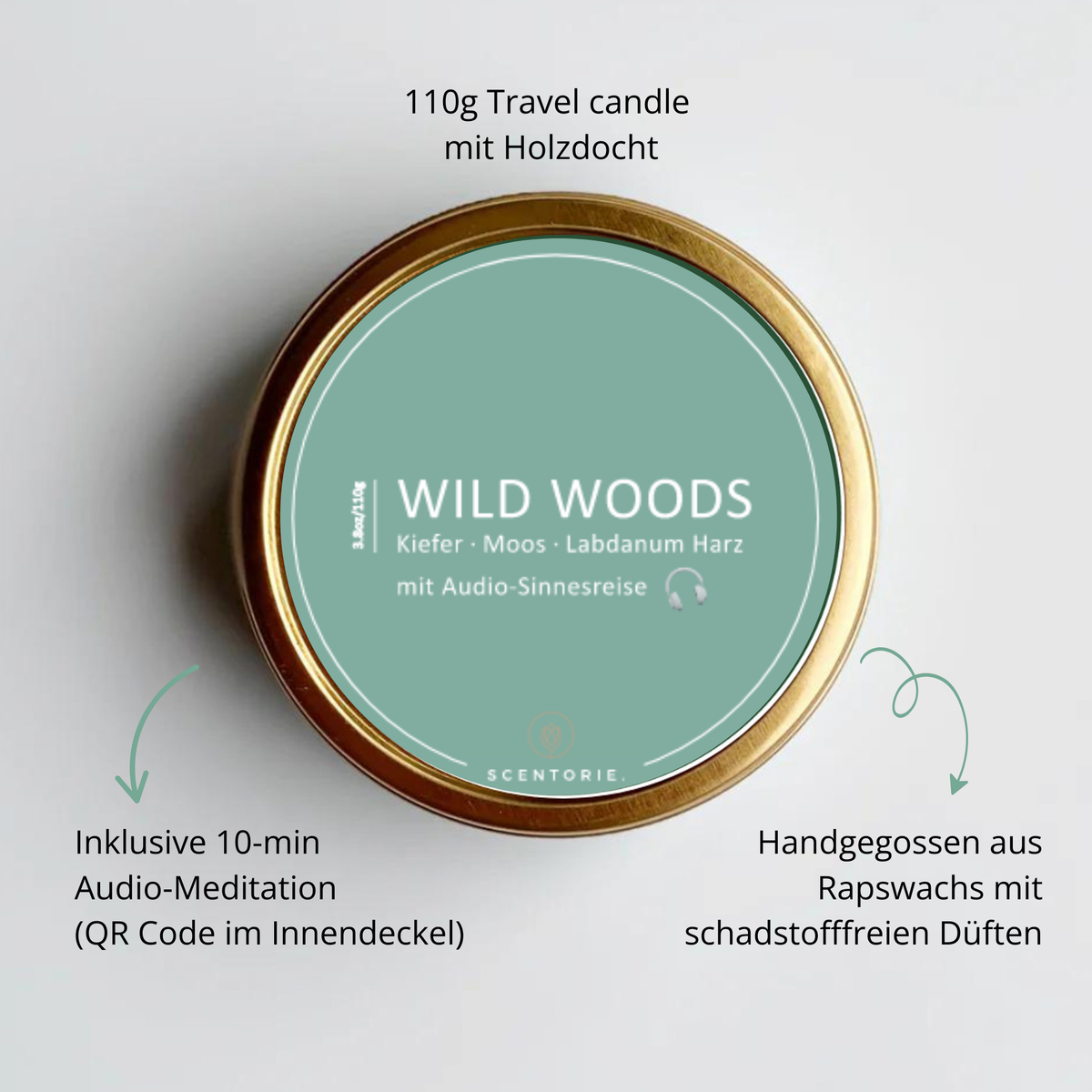 WILD WOODS (110g Duftkerze mit Holzdocht)